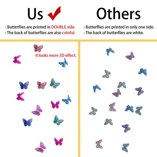 48Pcs Butterfly Acrylic Nails 3D Butterfly Nail Charms Glitter Clear Butterfly Nail Designs White Blue Colorful Butterfly Acrylic for Nail Art Decoration & DIY Crafting Design