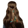 obmwang Boho Feather Headbands Indian Feather Headband Peacoak Headpieces Festival Costumes Hair Accessories for Women and Girls