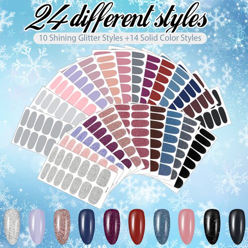 336 Pieces 24 Sheets Thanksgiving Full Nail Stickers Fall Nail Wraps Self Adhesive Nail Decal Polish Strips Manicure Kits with Nail File for Women Girls Nail Decor(Cute Color,Cute Style)