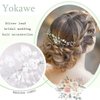 Yokawe Bridal Wedding Hair Comb Silver Rhineston Bride Side Combs Pearl Hair Accessories for Women and Girls