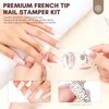 Saviland French Tip Nail Stamp -14PCS French Tip Nail Tool with Replaceable Stamper Head, Clear Silicone Nail Stamper kit French Nail Stamper with Scrapers for French Manicure Home DIY Nail Art Salon