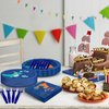 HJINGY 96 PCS Dinosaur Party Supplies Blue Dinosaur Birthday Party Tableware Set for Boy Kids Blue Dino Plates Napkins Forks Party Decorations for 24 Guests Dino Party Favors