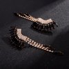 Denifery Rhinestone Wedding Earrings Crystal Dangling Earrings for Women Boho Statement Stud Earrings Bling for Brides Bridesmaid (Black)
