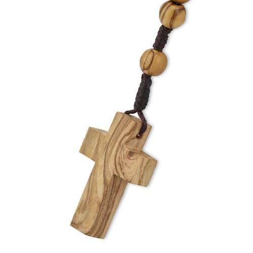 Bethlehem Certified Wooden Rosary from Olive Wood - Our Father Christian Catholic Wooden Prayer Beads in Cotton Rosary Pouch and Authenticity Certificate for Men and Women