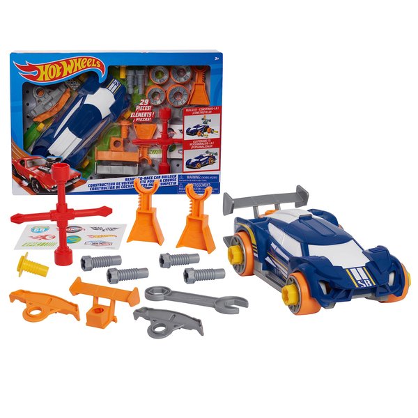 Just Play Hot Wheels Ready-to-Race Car Builder Set Super Blitzen, 29-piece Pretend Play Set, Kids Toys for Ages 3 Up