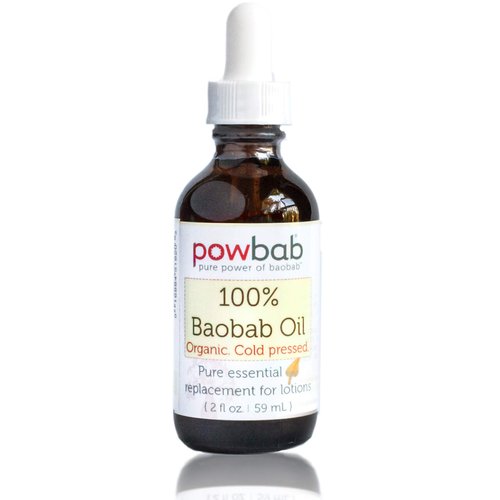 powbab 100% Baobab Oil Cold Pressed, Raw Organic Body Oil for Skin, Hair and Nail Repair. Pure Vitamin E Oil for Scars from Baobab Seeds for Skincare - 2 oz