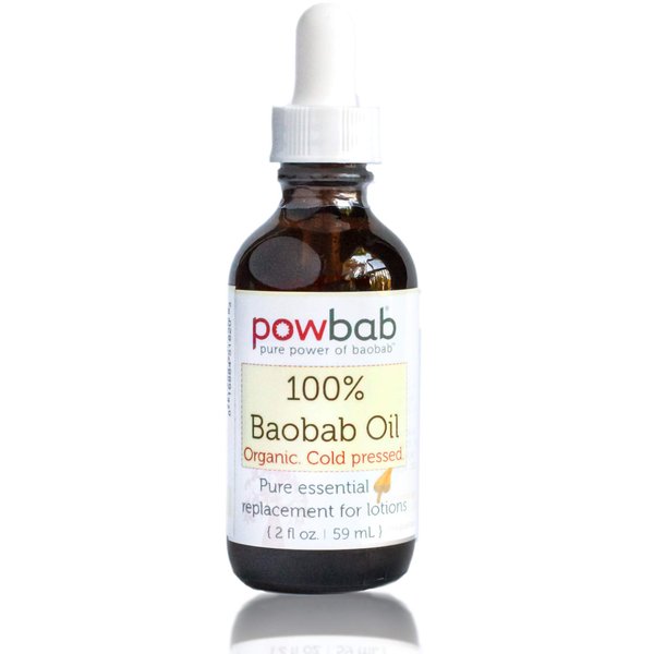 powbab 100% Baobab Oil Cold Pressed, Raw Organic Body Oil for Skin, Hair and Nail Repair. Pure Vitamin E Oil for Scars from Baobab Seeds for Skincare - 2 oz