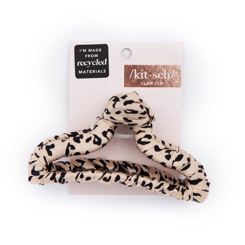 Kitsch Fabric-Wrapped Claw Clip - Medium Open Shape Hair Clips for Women | Medium Hair Claw Clips & Jaw Clips| Claw Clips for Thick Hair | Claw Hair Clips for Girls (1pc, Leopard)