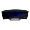 La Crosse Technology 617-249 1.8" Curved Blue Digital Atomic Dual Alarm Clock, 6.60" L x 1.55" W x 3.45" H, Black