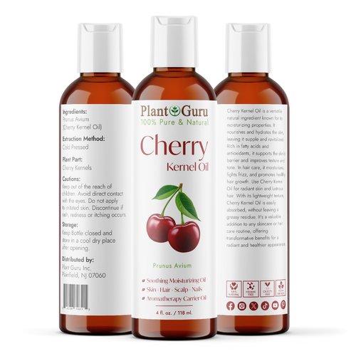Cherry Kernel Oil 4 fl. oz. Cold Pressed 100% Pure & Natural Carrier – Skin, Face, Body & Hair Growth Moisturizer. Great for DIY Creams, Lotions, and Lip Balms.