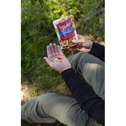 Fisher Snack Tropical Trail Mix, 3.5 Ounces, Banana Chips, Almonds, Cashews, Dried Sweetened Pineapple and Mango