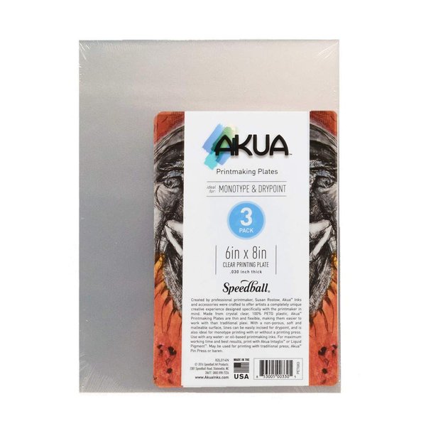 Akua Printmaking Plate, 6-Inch x 8-Inch, 3-Pack, Clear