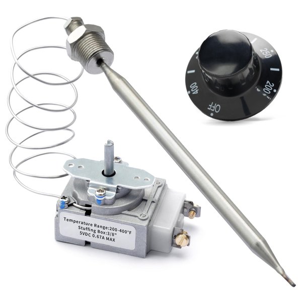 Replacement for Atosa 301030004,RX-10-24 RX-2-24 RX-2-30 Thermostat RX Series Millivolt Thermostat 00-913153 Replacement for Adcraft deep Fryer,200-400F with 3/8" Mpt Stuff Box