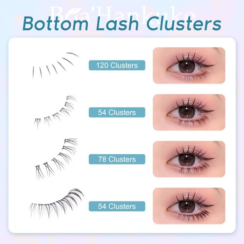 Bottom Lashes Natural 0.07 mm Thickness Bottom Lash Clusters Wispy Bottom Eyelashes 306 PCS 4 Styles Bottom Lash Extensions by Boahankuke