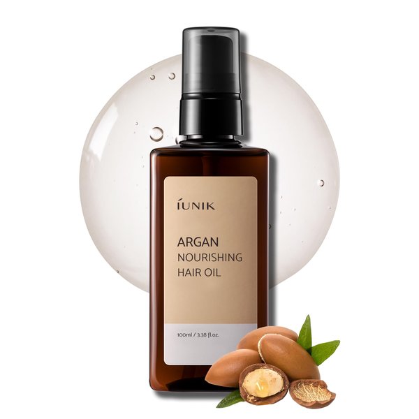 IUNIK Argan 3.9% Hair Oil Serum Nourishing for Dry and Damaged Hair - Anti Frizz Lightweight Hair Treatment Deep Conditioner Mask, Paraben and Sulfate Free, Aceite de Argan Cabello 3.38 Fl Oz Korean