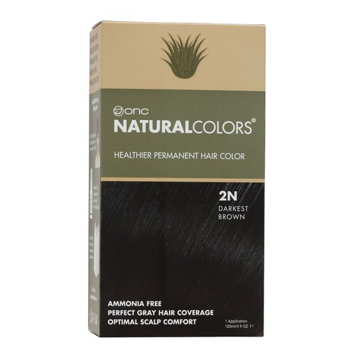 ONC NATURALCOLORS (2N Darkest Brown) 4 fl. oz. (120 mL) Heat Activated Healthier Permanent Hair Dye with Certified Organic Ingredients, Ammonia Free, Vegan Friendly, 100% Gray Coverage