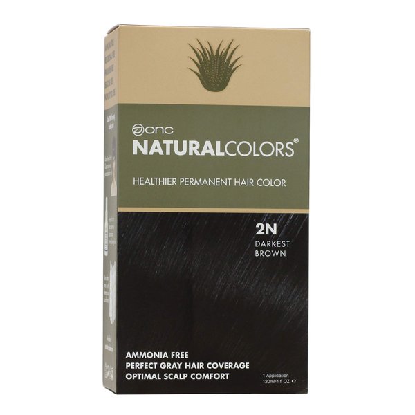 ONC NATURALCOLORS (2N Darkest Brown) 4 fl. oz. (120 mL) Heat Activated Healthier Permanent Hair Dye with Certified Organic Ingredients, Ammonia Free, Vegan Friendly, 100% Gray Coverage