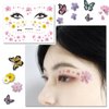 Eye Shiny Butterfly Flower Stickers Facial Body Glitter Butterfly Makeup Stickers for Women Girls Waterproof Temporary Fake Flower Tattoo Sticker for Halloween Costume Party Facial Body Decoration 6 sheets