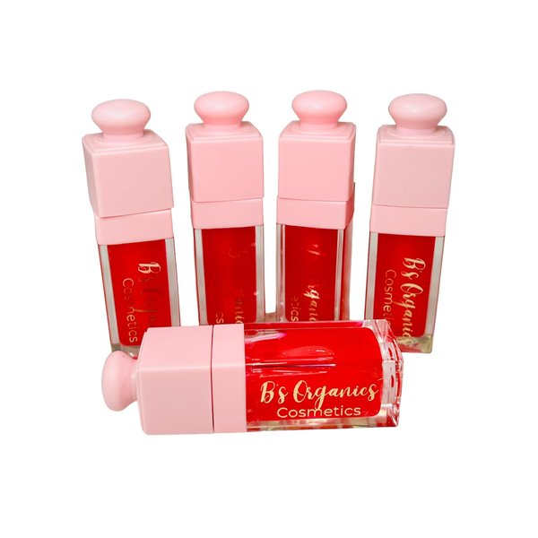 Lip Oil 100% Organic, Nourish & Shine With ALoe Vera, & Cherry Kernel Oil (Red)
