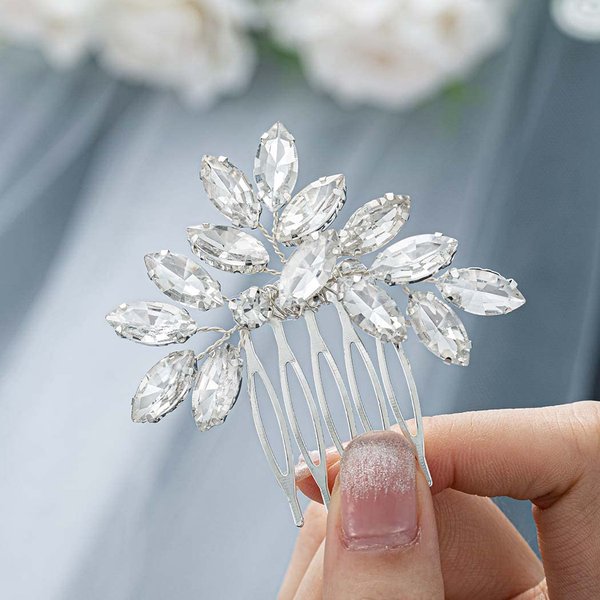 Foyte Wedding Hair Comb Crystal Bridal Headpieces Rhinestone Hair Pieces Bridesmaid Side Combs Hair Accessories for Women and Girls (silver)
