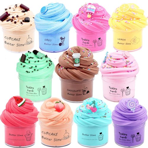 HFCHUPIN Butter Slime Kit for Girls and Boys 11pack with Scent,Stretchy and Non-Sticky,Stress Relief Fidget Toy,Birthday Gift and Party Favors Easter Basket Stuffers Christmas Party Supplies