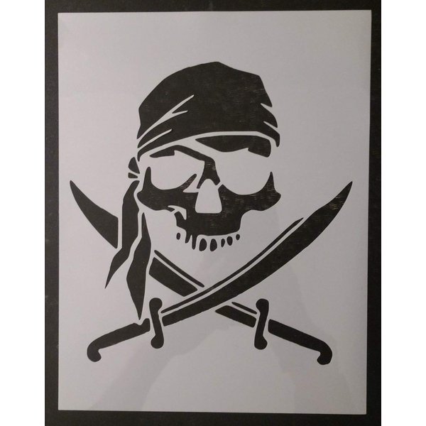 Reusable Sturdy Stencil Pirate Skull Patch Flag Bandana 8.5" x 11" Cut Stencil Sheet (not Paper) Arts and Crafts Material Scrapbooking for Airbrush Painting Drawing