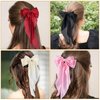 4 PCS Hair Bows Cute Hair Clips for Women Hair Ribbon Tassel with Long Tail Hair Bows Hair Accessories Silky Satin Barrettes Ponytail Holder Bow for Valentine's Day