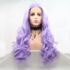 xiweiya Lilac Purple Lace Front Wigs for Women Makeup, Long Wavy Lavender Purple Hair Wig with 13x3 Lace Natural Hairline Realistic for Drag Queen Halloween Cosplay Wigs