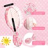 Thyle 4 Pcs Rhinestone Handheld Mirror and Bling Hair Brush Set 2 Cute Heart Shaped Mirror 2 Wet and Dry Hair Brush for Women, Girls Bride, Bridesmaid Gift(Pink)