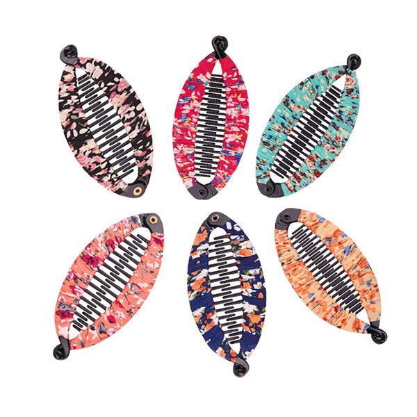 Fodattm Set of 6 Bohemia Style Wrapped Cloth Banana Hair Clip Hair Comb Hair Jaw Clips Plastic Fish Shape Hair Claw Hairgrip Hair Clincher for Women (Small)