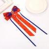 Vokone Game Day Hair Bows for Women Football Hair Bow Clip Jeweled Crystal Silky Satin Ribbon Bow Barrette Hair Clip Sports Fan Team Accessories Orange Blue