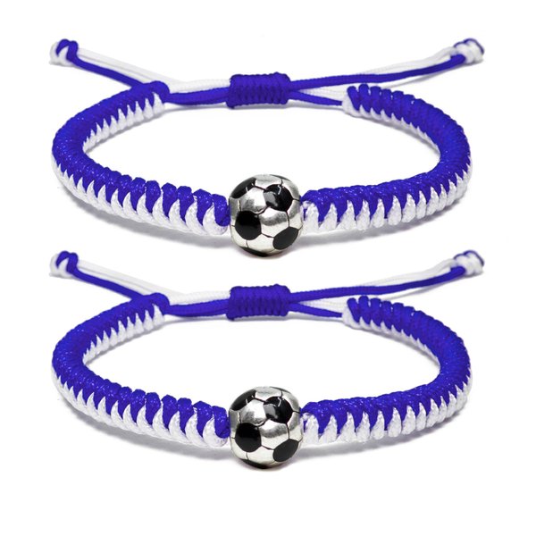 MANYC Soccer Bracelets for Men Women and Kids - Stylish Accessories for Soccer Fans Team Spirit Gifts For boys Girls 8-12 and Game Decor… (Blue 2PCS)