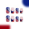 4th of July Press on Nails Short Square Fake Nails Independence Day False Nails with American Flag & Glitter Design Red Blue Acrylic Nails Stick on Nails for Women Girls 4th of July Parade Manicure