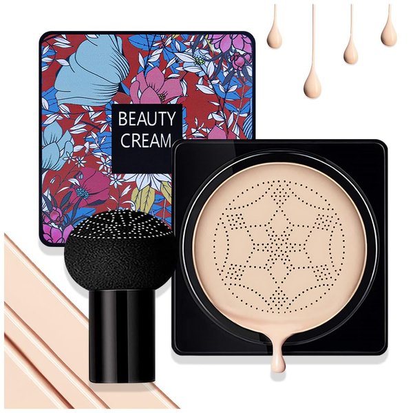 Air Cushion CC Cream Mushroom Head Foundation, BB Cream Face Makeup Foundation for Mature Skin Moisturizing Concealer Brighten Long-Lasting, Even Skin Tone for All Skin Types (02#Nature, 1)