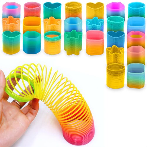 DIMROM 25Pcs Spring Rainbow Party Favor - Goodie Bags Stuffers Mini Party Favors Sensory Rainbow Toy Spring - Bulk Toys Small Toys Stress Relief Items