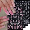 Glitter Nail Stickers for Nail Art Reflective Flame Butterfly Nail Decals Pink White Flower Nail Art Stickers for Nail Designs Star Heart Stickers for Nails French Tip Nail Stickers for Girls Women