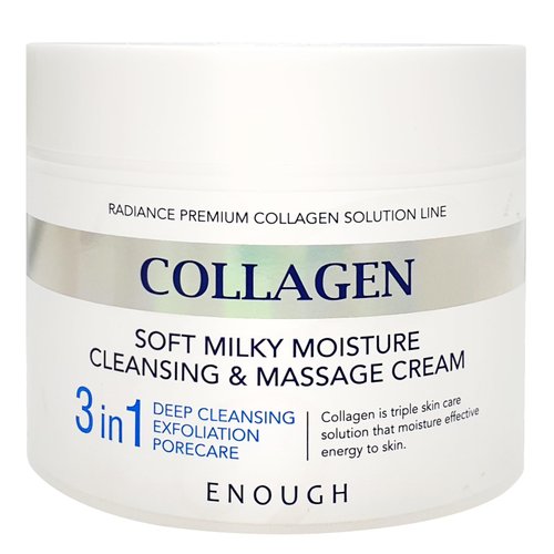 Enough Collagen Soft Milky Moisture Clensing & Massage Cream, 10.58 oz / 300g - 3in1 Deep Cleansing, Exfoliation & Pore Care