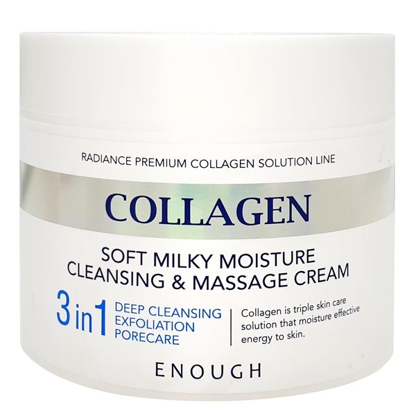 Enough Collagen Soft Milky Moisture Clensing & Massage Cream, 10.58 oz / 300g - 3in1 Deep Cleansing, Exfoliation & Pore Care
