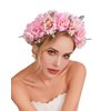CHLINS Boho Floral Headbands for Women Double Sided Flower Crown Headband Non Slip Wide Hairband Flower Headpiece for Wedding Party Birthday (Rose (pink))