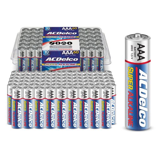ACDelco 60-Count AAA Batteries, Maximum Power Super Alkaline Battery, 10-Year Shelf Life, Recloseable Packaging