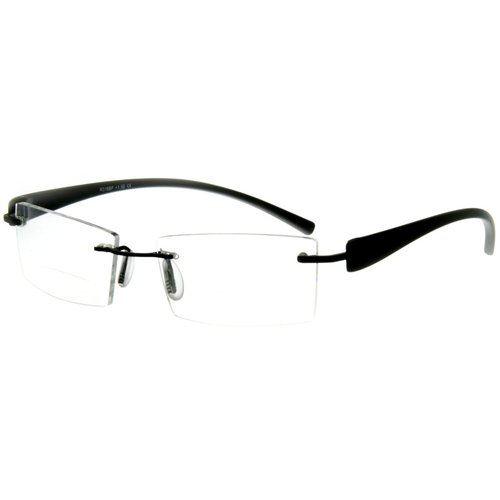 "American Woman DX" Slim, Semi-Rimless Bifocal Reading Glasses for Stylish Women (Black +2.50)
