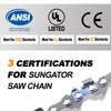 SUNGATOR 3-Pack 18 Inch Chainsaw Chain SG-S62, 3/8" LP Pitch - .050" Gauge - 62 Drive Links, Compatible with Craftsman, Ryobi, Homelite, Poulan