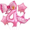Princess Balloons for 4th Birthday Decorations Girl, Pink Birthday Balloon Pink Number 4 Balloons Foil Balloon for Princess Birthday Party Decorations Supplies
