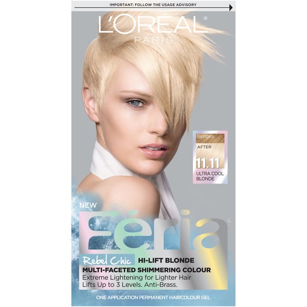L'Oreal Paris Feria Multi-Faceted Shimmering Permanent Hair Color, 11.11 Icy Blonde (Ultra Cool Blonde), Pack of 1, Hair Dye