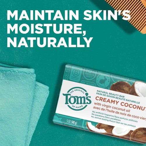 Tom's of Maine Natural Beauty Bar Soap, Creamy Coconut With Virgin Coconut Oil, 5 oz.