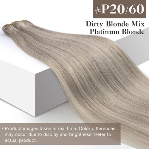 Sunny Sew in Extensions Real Human Hair Blonde Weft Hair Extensions Highlights Dirty Blonde Mix Platinum Blonde Sew in Hair Extensions Weft Human Hair Blonde Sew in Bundles 100g 16inch