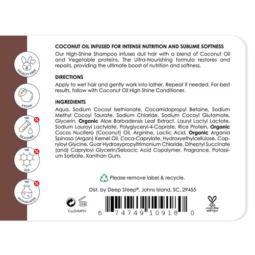 Deep Steep High Shine Coconut Oil Shampoo, 17 FZ