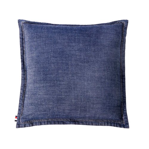 ELEGANT LIFE HOME 100% Cotton Washed Yarn Dyed Denim Euro Sham Cover 26'' x 26'' Throw Pillow Cover (1 pc, Dark Blue)