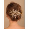 Denifery Gold Bride Crystal Wedding Hair Comb Silver Rhinestone Bridal Side Comb Opal Hair Piece Flower Wedding Hair Accessories for Women and Girls