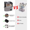 Makeup Brush Case Makeup Brush Holder Travel Makeup Bag for Women Stand-up Brush Cosmetic Bags Professional Makeup Artist Storage Organizer with Shoulder Starp and Adjustable Dividers